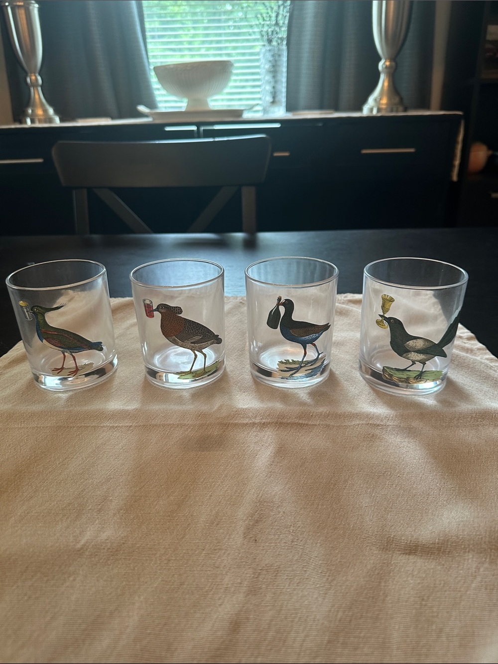 Set of 4 Vintage Bird Glasses